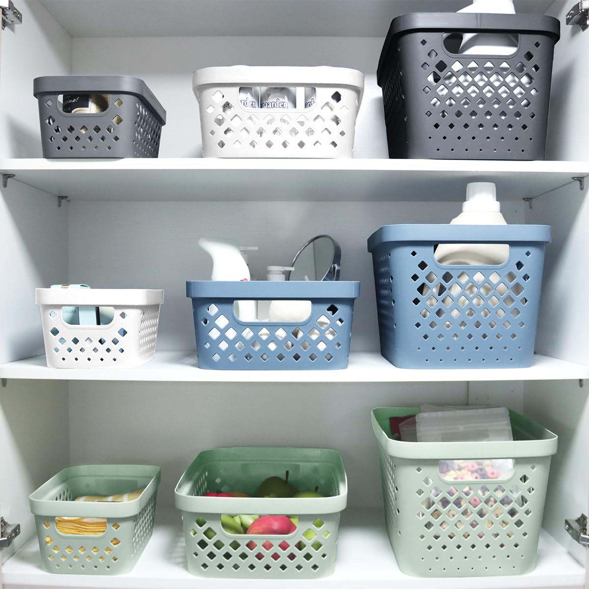 Glad Plastic Baskets for Organizing, Set of 6 | Pantry Storage for Under Counter, Linen Closet, and