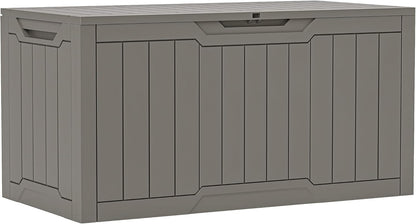 YITAHOME 100 Gallon Outdoor Storage Box, Large Water Resistant Resin Deck Box, Indoor Outdoor Lockable Storage Container for Patio, Garden, Cushions, Tools, Equipment (Taupe)