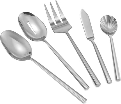 Silverware 45-Piece Flatware Set with Serving Utensils Stainless Steel Thick Heavy Mirror Polished Silver Cutlery Set for Wedding Hotel Restaurant, Service for 8