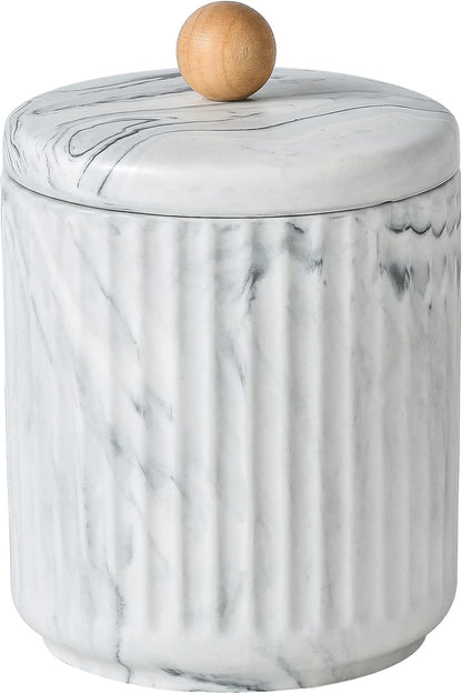 Bathroom Canister with Lid Qtip Holder Dispenser Jar Storage Organizer for Bathroom, Bedroom, Vanity, Kitchen Cabinet