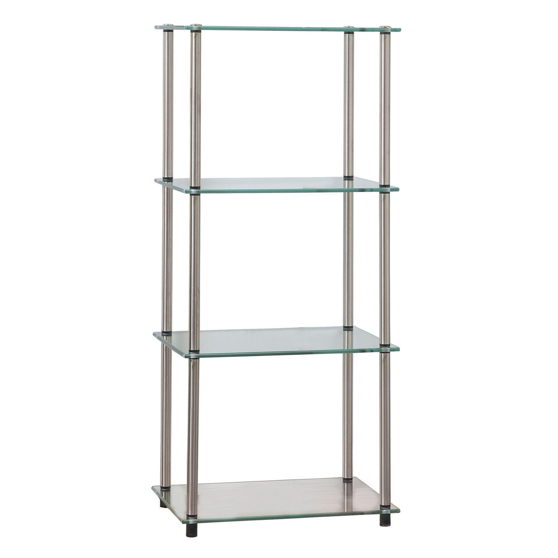 Convenience Concepts Designs2Go Classic Glass 4-Tier Tower 17.75" - Modern Media Stainless Steel