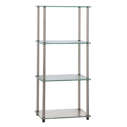 Convenience Concepts Designs2Go Classic Glass 4-Tier Tower 17.75" - Modern Media Stainless Steel