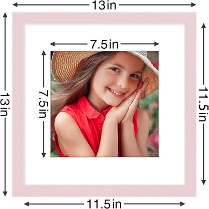 Vittanly 12x12 Picture Frame Set of 9 - Display 8x8 Photos with Mat or 12x12 Without Mat, Wall Mount Frames for Home Decor, Horizontal or Vertical (Pink)