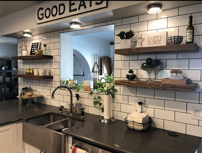 joelsantiques - 36 Inch Wooden Floating Shelves for Wall - 36x8x2 in - Made of Natural Wood - Heavy Duty Rustic Wall Shelves for Bedroom - Perfect for Living Room, Kitchen - Medium Brown