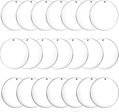 100 Pcs Round Acrylic Keychain Blanks 2Inch Circle Blanks with Hole,Clear Acrylic Discs Circles Bulk for Keychains Ornament Painting and Vinyl Crafts Projects