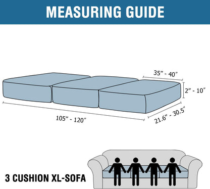 H.VERSAILTEX Velvet Stretch Couch Cushion Cover Plush Cushion Slipcover for Chair Loveseat Sofa Cushion Furniture Protector Seat Cushion Sofa Cover (3 Piece XL Sofa Cushion Covers, Stone Blue)