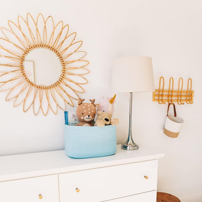 OrganiHaus Woven Storage Baskets for Organizing, Cotton Rope Organizer Bins for Shelves, Closet & Nursery, Dog Toy Basket, Decorative Bins for Toys, Towels & Books - 15x10x9, Blue