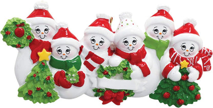 3D Snowman Family of 6 Ornament 2025 Personalized Family Christmas Ornaments 2025 | Snow People Personalized Tree Ornaments for Grandchildren, Siblings & Grandkids of Six Ornament Snowmen Small Tree