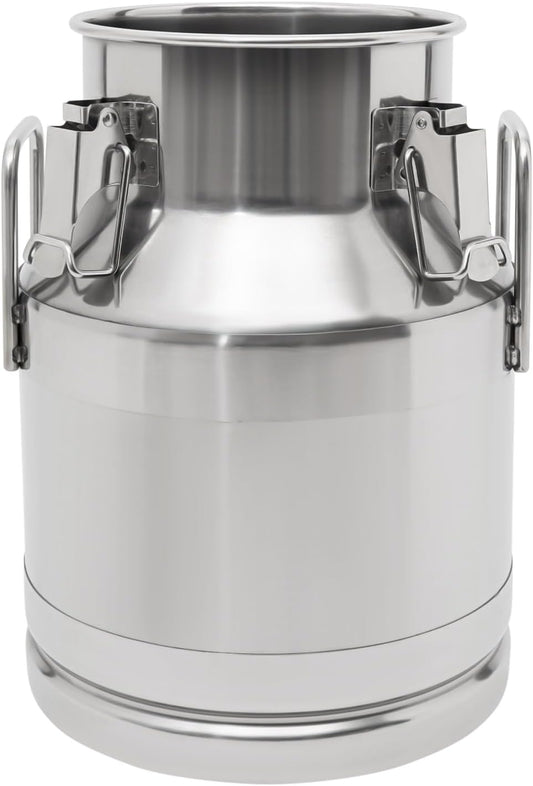 201 Food-Grade Stainless Steel Ice Bucket with Lid, 10L/2.64Gal Good Sealing Storage Canister Milk Bucket Milk Can for Coffee, Tea, Water, Milk, Soup