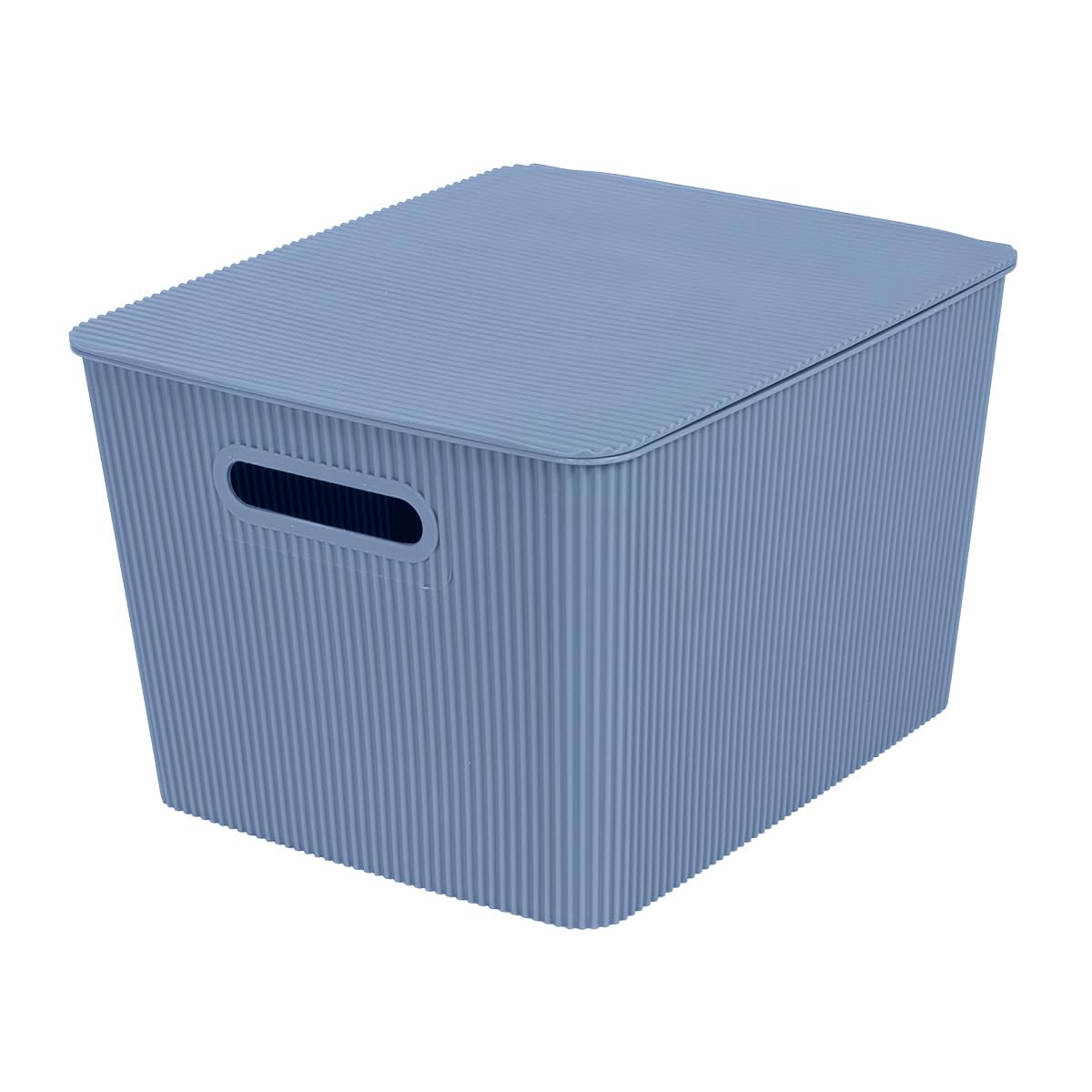 Glad Storage Baskets with Lids - Set of 4 Stackable Plastic Boxes with Handles - Decorative Shelf