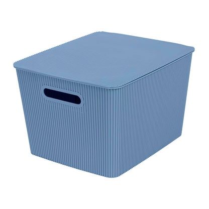 Glad Storage Baskets with Lids - Set of 4 Stackable Plastic Boxes with Handles - Decorative Shelf