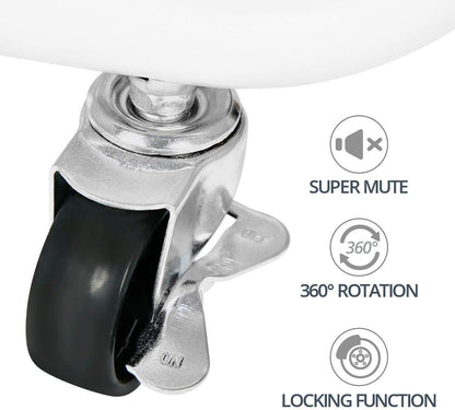 Melody House 4-Tier Metal Mesh Utility Rolling Cart Storage Organizer Shelf Rack with Lockable Wheels for Living Room Kitchen Office, White