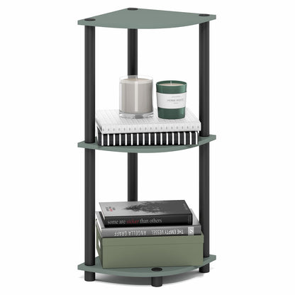 Furinno Turn-N-Tube Corner Shelf, 3-Tier Corner Bookshelf, Display Storage Shelves with Open