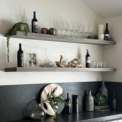 joelsantiques 72 Inch Wooden Floating Shelves for Wall - 72x12x2 in - Made of Natural Wood - Long Heavy Duty Rustic Wall Shelves for Bedroom - Perfect for Living Room, Kitchen - Gray