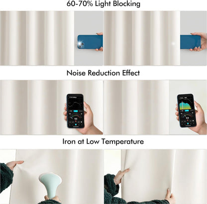 MIULEE Ivory Back Tab Blackout Curtains 108 Inch Long 2 Panels Set for Bedroom, Rod Pocket/Pinch Pleat Extra Long Thermal Insulated Living Room Darkening Pleated Light Blocking Drapes