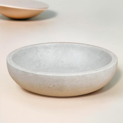 Travertine Decorative Bowls for Home Decor, Fruit Bowl for Kitchen Counter, Keys Bowl for Entryway Table, Large Candy Serving Bowl for Table Centerpiece Office Modern Home Decor (Light Gray)