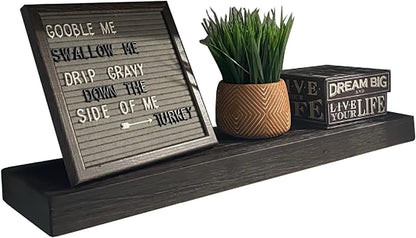 joelsantiques 30 Inch Floating Shelves for Wall - 30x6x2 in - Natural Wood, Easy Install - Heavy Duty Rustic Book Shelves - Bathroom, Kitchen, Living Room - Black