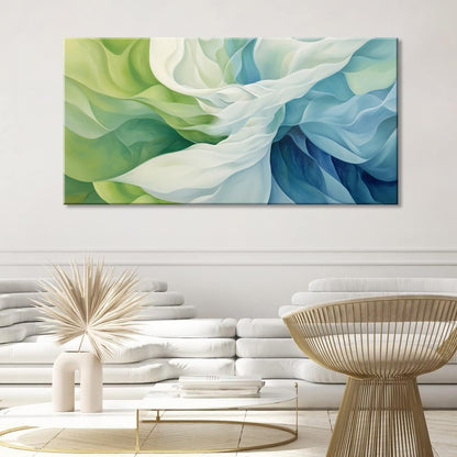LASMOND Abstract Lines Wall Art for Living Room Canvas Prints Aqua Turquoise Blue Green Artwork Paintings Decor Bedroom Office Girl Woman (58x28 Inches)