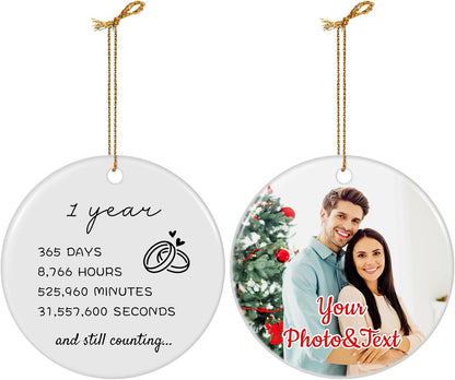 Personalized 1-60 Years Wedding for Couple Parents Ceramic Personalized Christmas Ornaments 2025 Custom Year Days Hours Minutes Seconds Wedding Anniversary Decoration