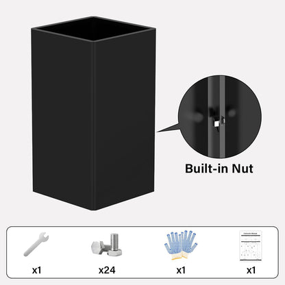 26" Tall Planters, Outdoor＆Indoor Black Planter Pots, Durable All-Weather Use with Drainage Holes, Large Planters Modern Décor for Porch, Patio, Backyard