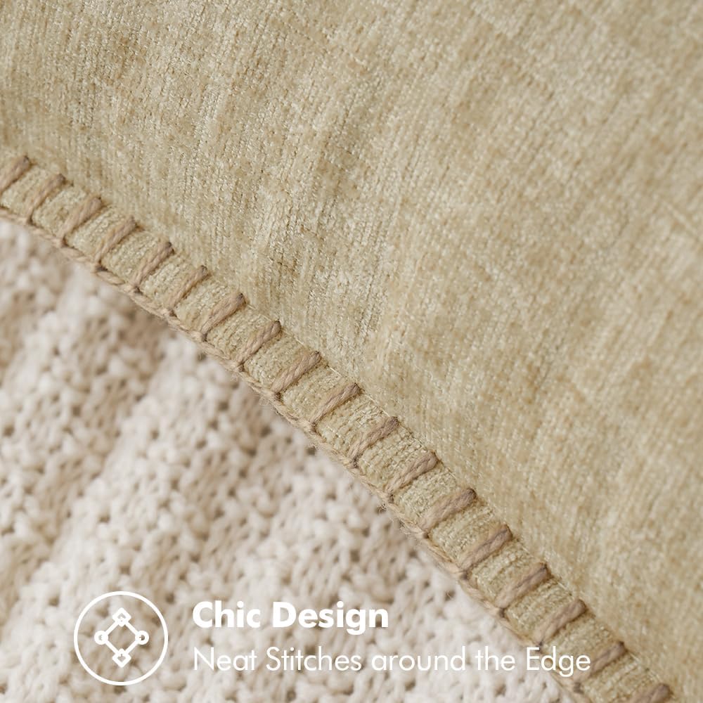 MIULEE Pack of 2 Couch Throw Pillow Covers 26x26 Inch Beige Farmhouse Decorative Pillow Covers with Stitched Edge Soft Chenille Solid Dyed Spring Pillow Covers for Sofa Bed Living Room