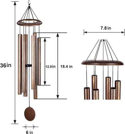 36 Inch Wind Chimes for Outside Deep Tone Sound Like Church Bell Memorial Christmas Copper Vein Thickness of Tube is 2.1mm Taiwan Made