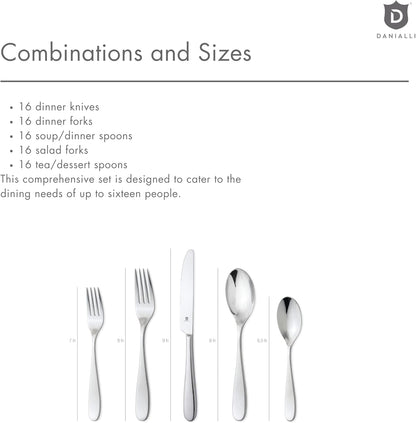 Silverware Set for 16 – 18/10 Stainless Steel Flatware, Mirror Finish, Dishwasher Safe, Durable and Elegant, Rust Resistant, Perfect for Entertaining (80-Piece Set, Fidenza)