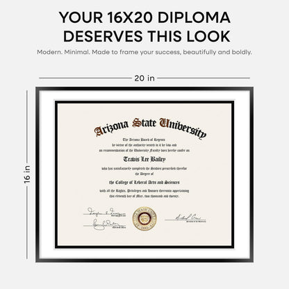 Homeforia Diploma Frame 16x20 Black, High End Metal 16 x 20 Black Certificate Frames with Mat 14 x 17, 20x16 Document Frame Matted to 14x17, Award Graduation Frames, Tempered Glass, Wall Kit, Set of 1