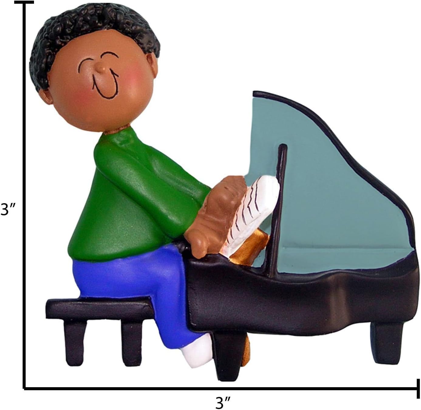 Elves Personalized Music Ornaments 2024 - African American Boy Piano Ornaments for Christmas Tree Musical Decorations