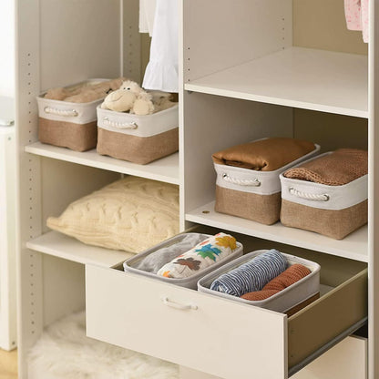 Small Baskets for Organizing, [6 PCS] Collapsible Storage Baskets for Shelves, Storage Bins Boxes Cubes for Clothes Books