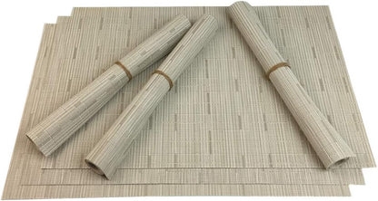 Red-A Placemats Set of 6 for Dining Table Heat-Resistant Washable Place Mats Woven Vinyl Kitchen Table Mats Easy to Clean,Cream