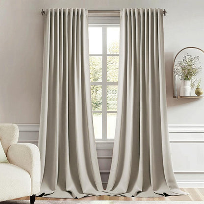 MIULEE Stone Back Tab Blackout Curtains 72 Inches Long 2 Panels Set for Living Room Bedroom Privacy, Rod Pocket/Pinch Pleat Thermal Insulated Room Darkening Pleated Light Blocking Drapes