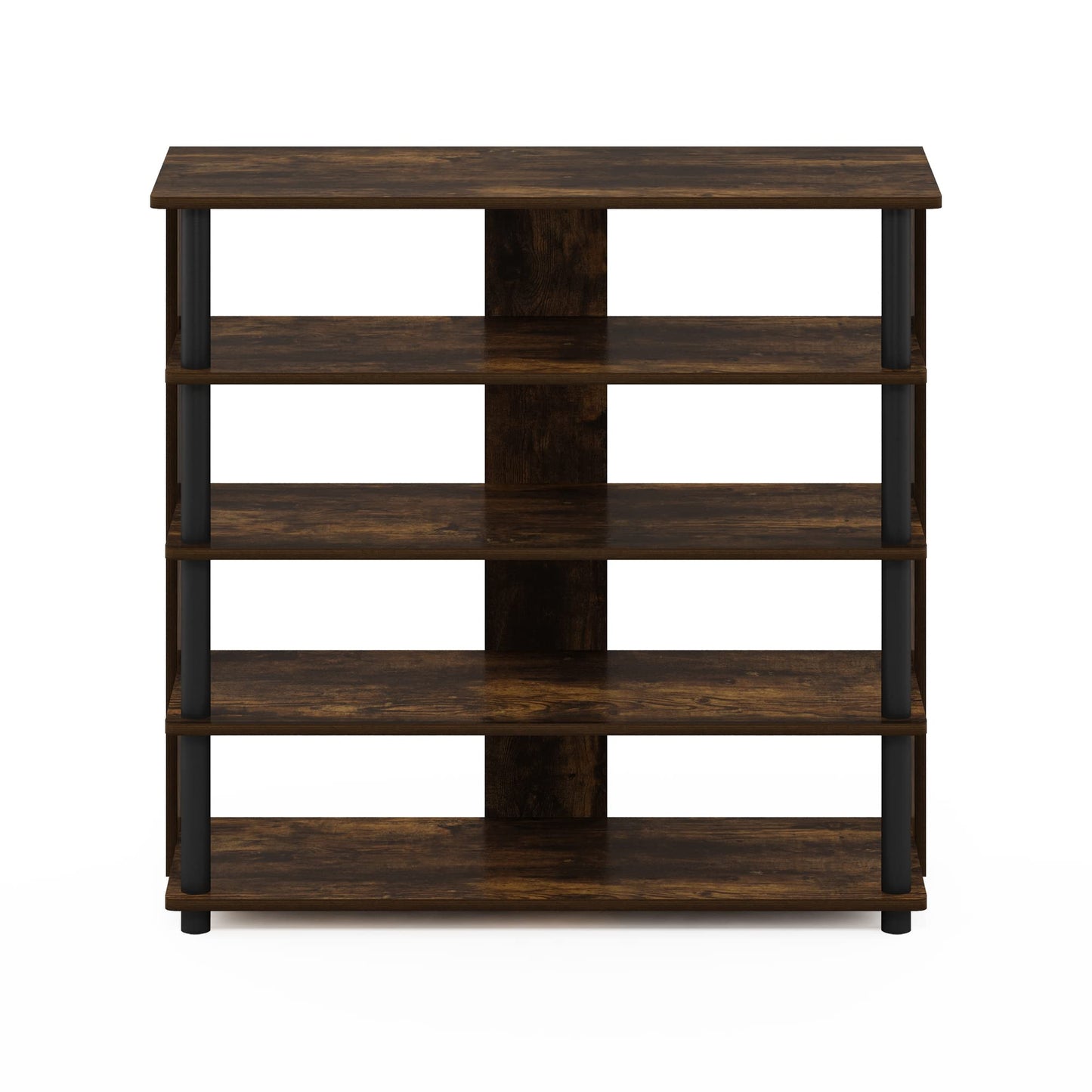 Furinno Turn-N-Tube 5 Tier Wide Shoe Rack, Amber Pine/Black