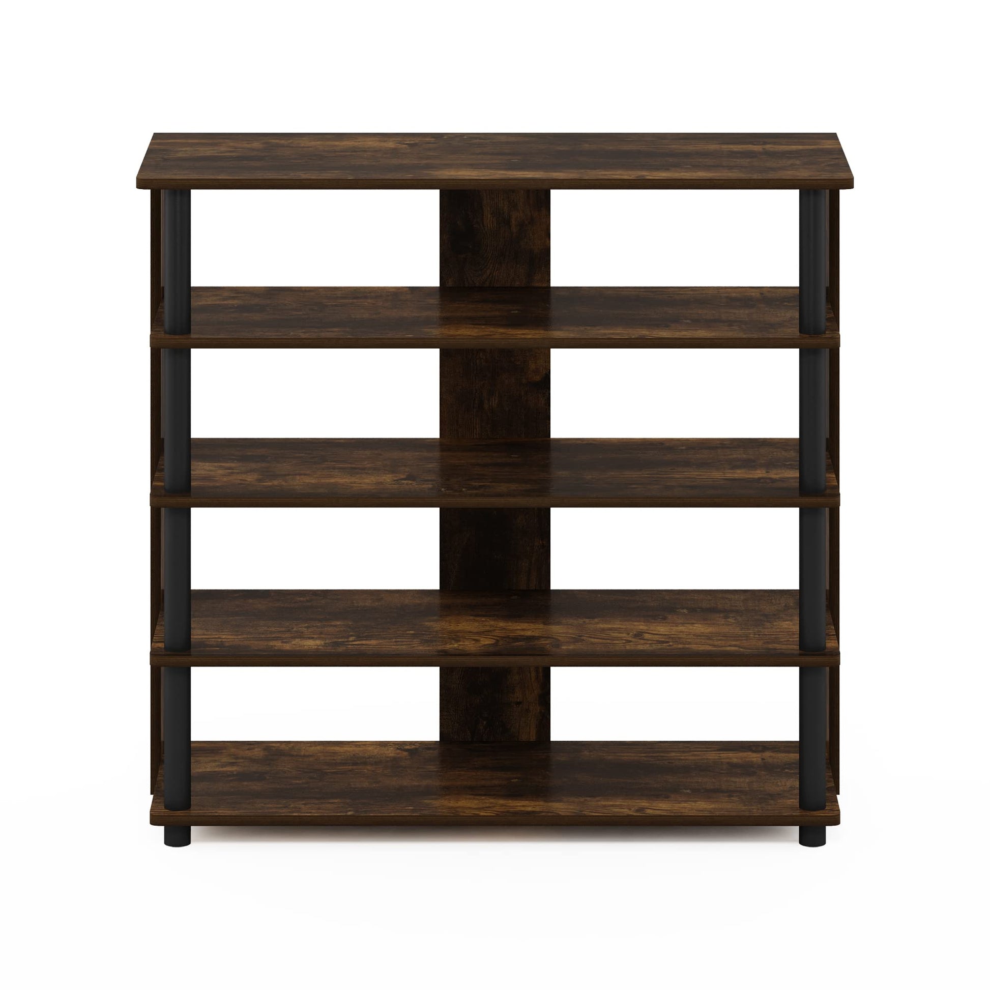 Furinno Turn-N-Tube 5 Tier Wide Shoe Rack, Amber Pine/Black
