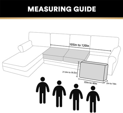 PrinceDeco Velvet Couch Cushion Covers 3 Pieces Velvet Separate Couch Cover Stretch Sofa Slipcover Washable Furniture Protector for Sectional Sofa Each Width Up to 40", Brown