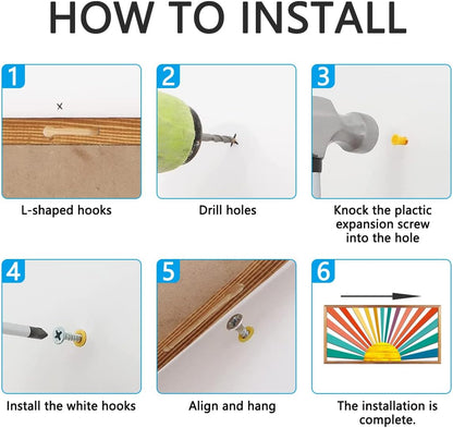 IARTTOP Large Boho Sun Wall Art Framed Wooden Art Wall Decor Sun Geometric Line Sunshine Wall Art for Living Room Bedroom Office 16"" x32, red