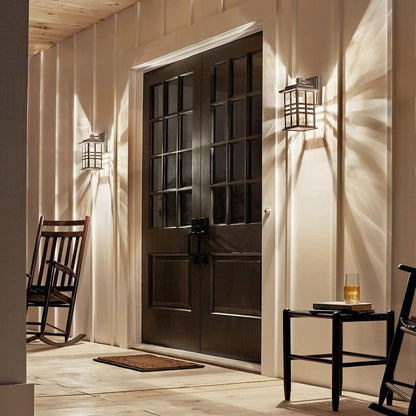 KICHLER Beacon Square 12" 1-Light Outdoor Wall Light with Clear Hammered Glass in Textured Black, for Exterior Doors, Garage, Porch, or Patio (12" x 6.5"), 49829BKT