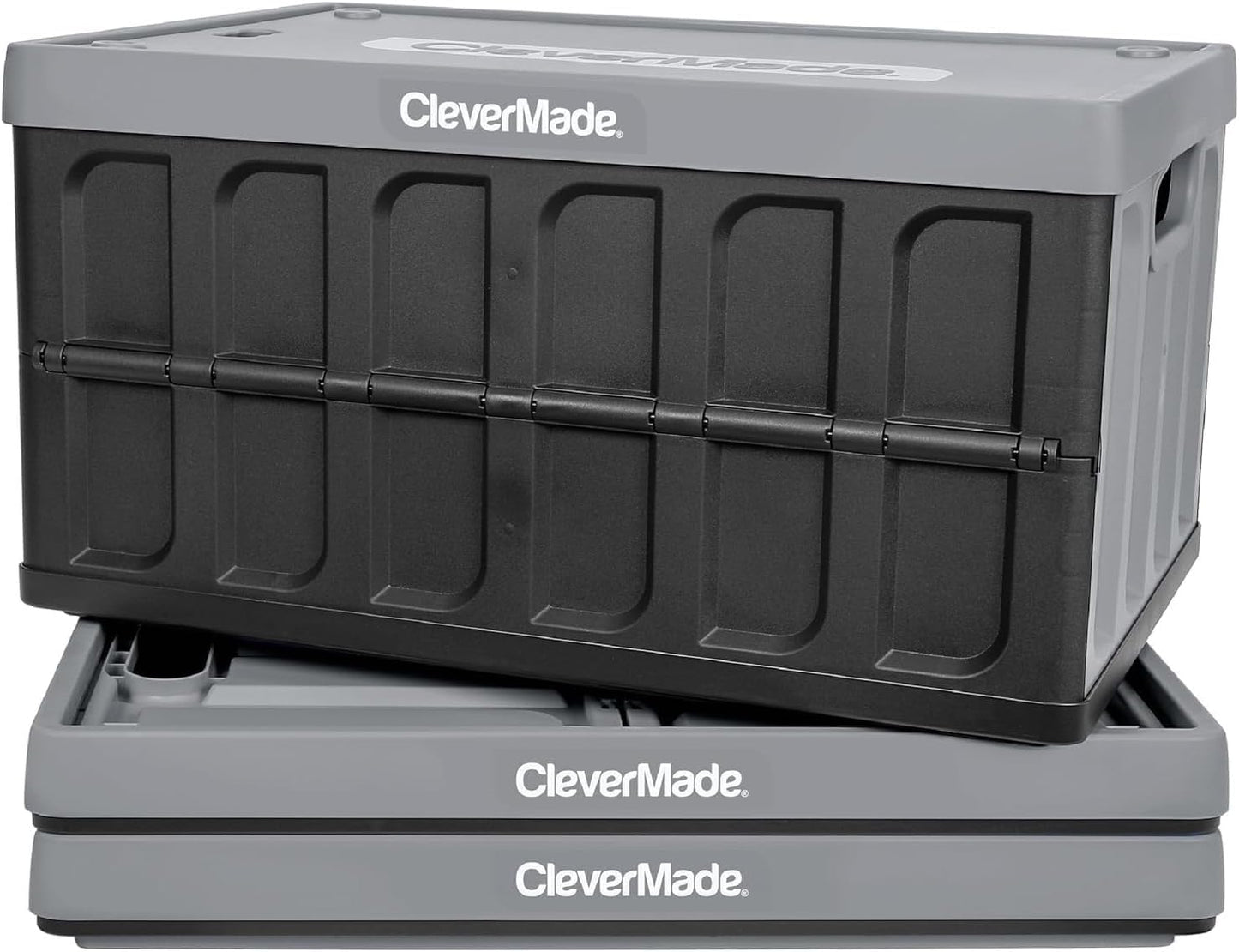 CleverMade Collapsible Storage Bins with Lids, 46L, 3 Pack, Stone