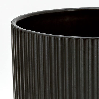 Amazon Basics Fluted Ceramic Round Planter, 10-inch, Black