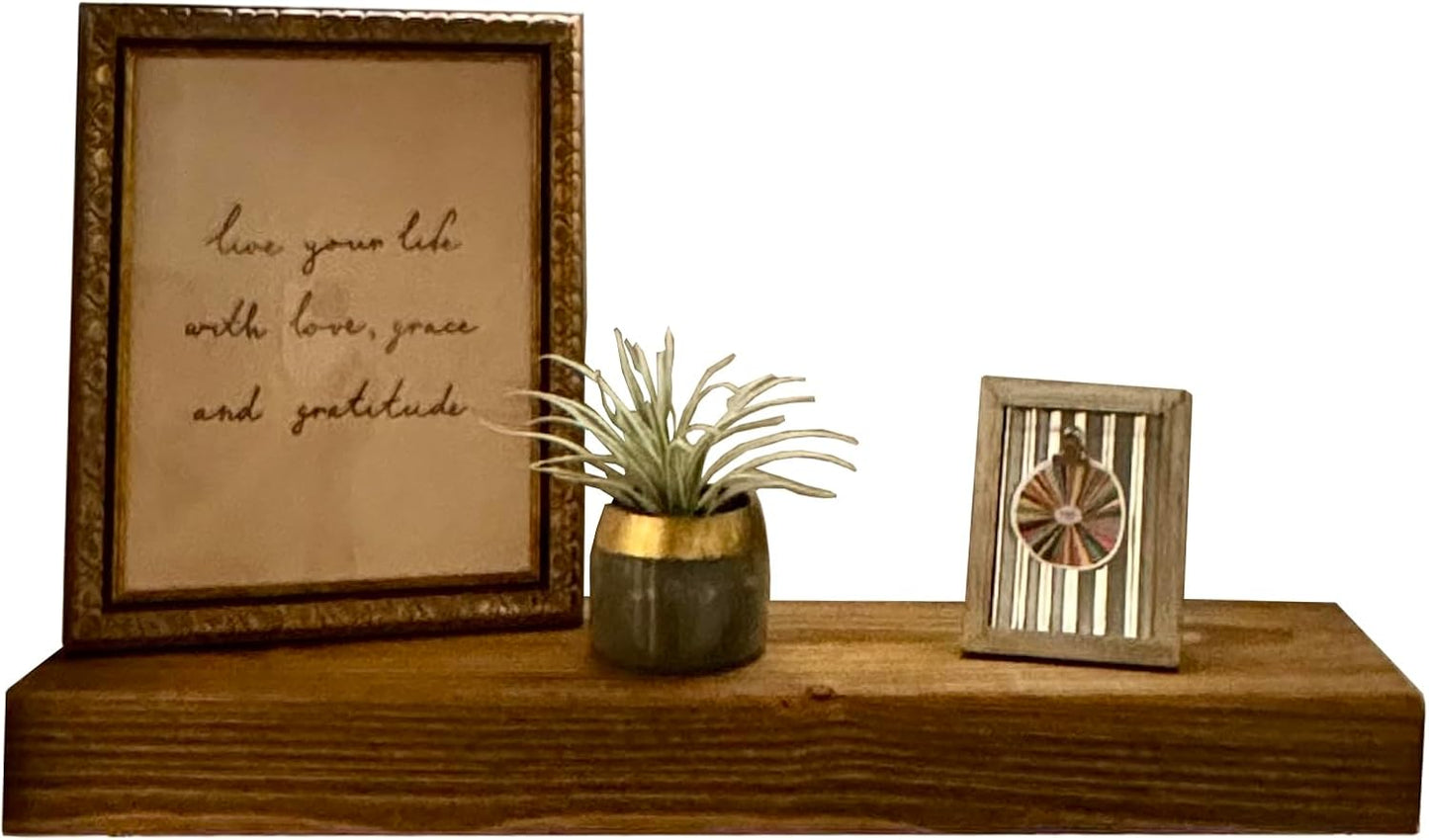 joelsantiques - 18 Inch Wooden Floating Shelves for Wall - 18x8x2 in - Made of Natural Wood - Heavy Duty Rustic Wall Shelves for Bedroom - Perfect for Living Room, Kitchen - Medium Brown