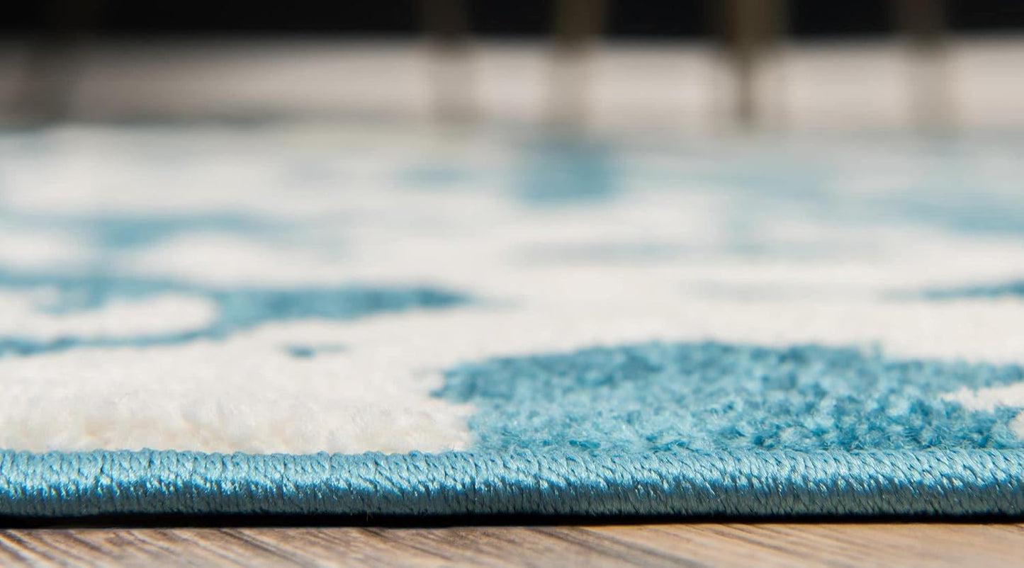 Unique Loom Rosso Collection Vintage Traditional Distressed Blue Round Rug (8' 0 x 8' 0)