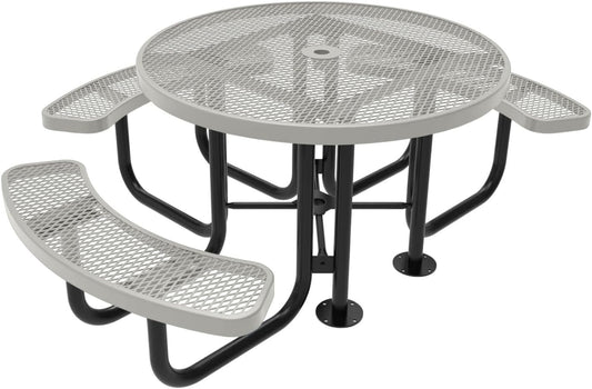 TRD3-GRY Heavy Duty Round Portable Picnic Table 3 Seat Handicap Accessible, 46", Grey, Made in