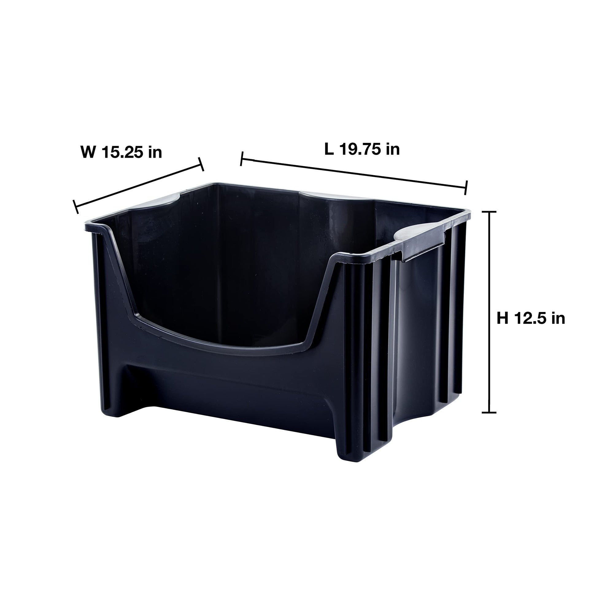 Mighty Tuff Jumbo Stackable Storage Bins, Pack of 3, Easy-Access Storage, Large Easy-to-Grip
