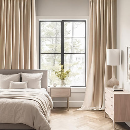 MIULEE Back Tab Beige Curtains 96 Inch Long 2 Panels Set for Living Room Bedroom, Cream Rod Pocket/Pinch Pleated Light Blocking Thermal Insulated Room Darkening Floor to Ceiling Blackout Drapes