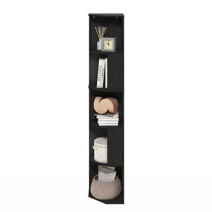 Furinno ECON Corner Shelf, 5-Tier Corner Book Shelf, Standing Storage Shelves, Cube Display Rack