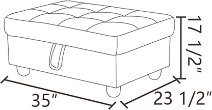 Ottoman Rectangular Storage Ottoman Bench, Flannel Footrest Stool Footstool with Lid for Living Room, Bedroom, Entryway, Blue, 34"x22.8"x17.5"