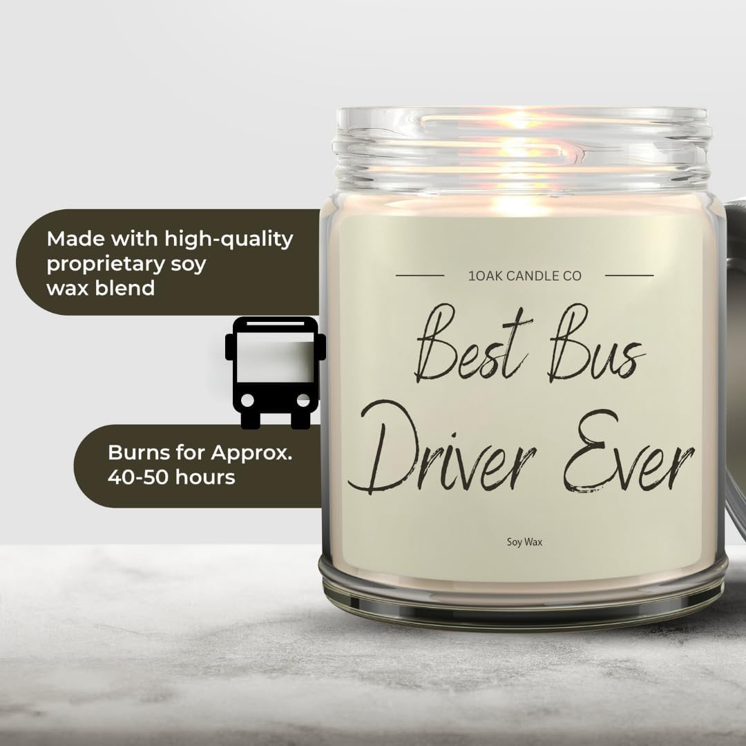 1OAK Vanilla Candle - Thank You Bus Driver Gifts for Women, Men - Bus Driver Appreciation & Retirement Gifts