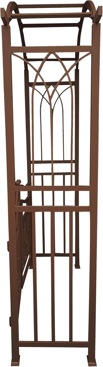 Brown Aluminum Garden Arbor Arch with Gate