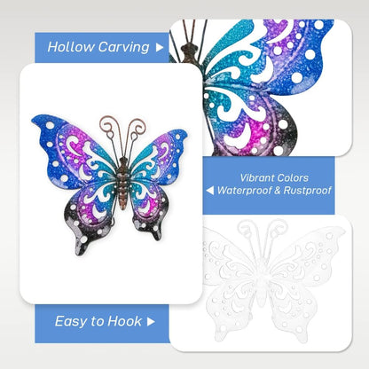 3 Pack Metal Butterfly Wall Decor, Colorful Metal Butterfly Outdoor Wall Art, Hand-Made Outdoor Wall Decor For Garden, Patio, Fence, Yard