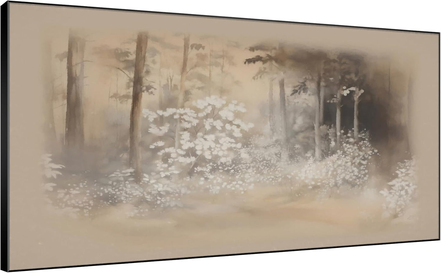 SIGNWIN 24"x46" Extra Large Framed Wall Art Misty Forest in Sepia Tones, Watercolor Woodland Landscape for Home Living Room Bedroom Decor (Frame Assembly Required)